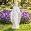 31.5-inch Virgin Mary statue in white with aged finish, perfect for garden or patio decoration.