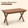 Teak wood coffee table with slatted tabletop, 31.5" wide, supports 400 lbs, ideal for outdoor use on patios or balconies.