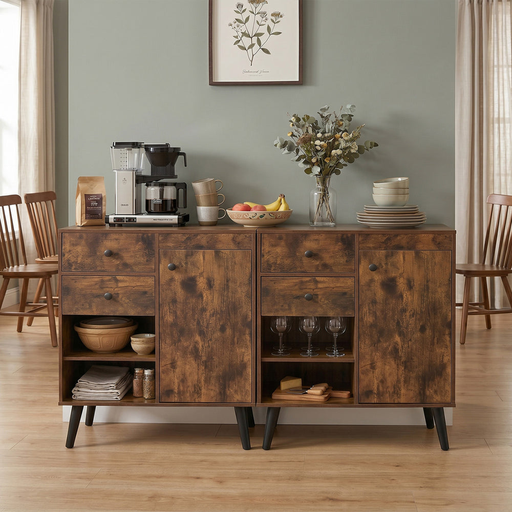 31" Sideboard Cabinet with 2 Open Compartments and 2 Drawers-Rustic Brown - Gallery View 1 of 11