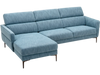 L-shaped blue sofa couch with adjustable headrests and thick cushions, perfect for living room comfort and relaxation.