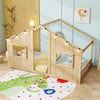Twin Size House Bed with LED Lights Montessori Slat-free Floor Bed-Natural - Gallery View 1 of 10