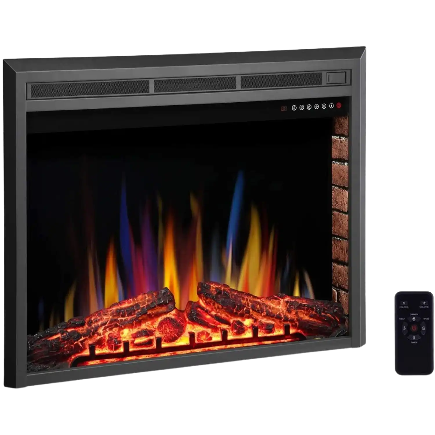 RW Flame 939A 750W-1500W 39 Inch Recessed Freestanding Electric Fireplace Insert With Remote Black New