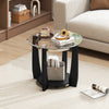 32" 2-Tier Glass Round Coffee Table with Storage Shelf-Black - Gallery View 1 of 10