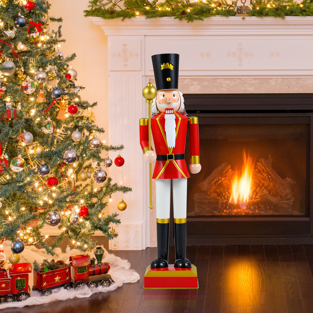 32.5 Inch Christmas Nutcracker with High Hat and Beautiful Scepter-Black & Red - Gallery View 1 of 10
