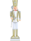 32.5-inch Christmas nutcracker in white and gold with a high hat and scepter, ideal for indoor or outdoor holiday.