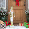 32.5-inch Christmas nutcracker with a golden hat and scepter, ideal for festive indoor or outdoor holiday displays.