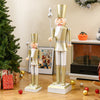 Christmas Nutcracker set featuring a 32.5" tall figure in white and gold, perfect for indoor or outdoor holiday.