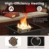 32.5-inch propane fire pit table with 50,000 BTU output, stainless steel burner, and lava rocks for outdoor warmth.