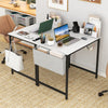 32-inch white computer desk with a wide desktop, built-in charging station, and sturdy metal frame for versatile.