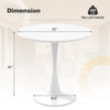 32-inch modern tulip round dining table with MDF top, white, suitable for up to 4 people, ideal for small spaces.