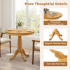 32-inch wooden round pub pedestal side table with a natural finish, featuring a retro design and adjustable foot pads.