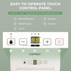 Touch control panel of the 2000 Sq. Ft 32 Pint Dehumidifier in white, featuring LED display and adjustable settings.