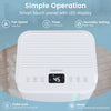 Portable dehumidifier with LED display, 32 pints capacity, adjustable humidity, and touch control for home use.