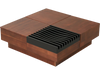 32" square coffee table with walnut finish, featuring a color-blocking design and hidden storage compartments for living rooms.