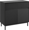 Black 32" wide buffet cabinet featuring two doors and one drawer, ideal for kitchen storage and organization.