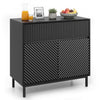32" wide black buffet cabinet featuring 2 doors and 1 drawer, ideal for kitchen storage and organization.