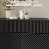 32" wide black buffet cabinet with unique fluted design, featuring 2 doors and 1 drawer for stylish kitchen storage.