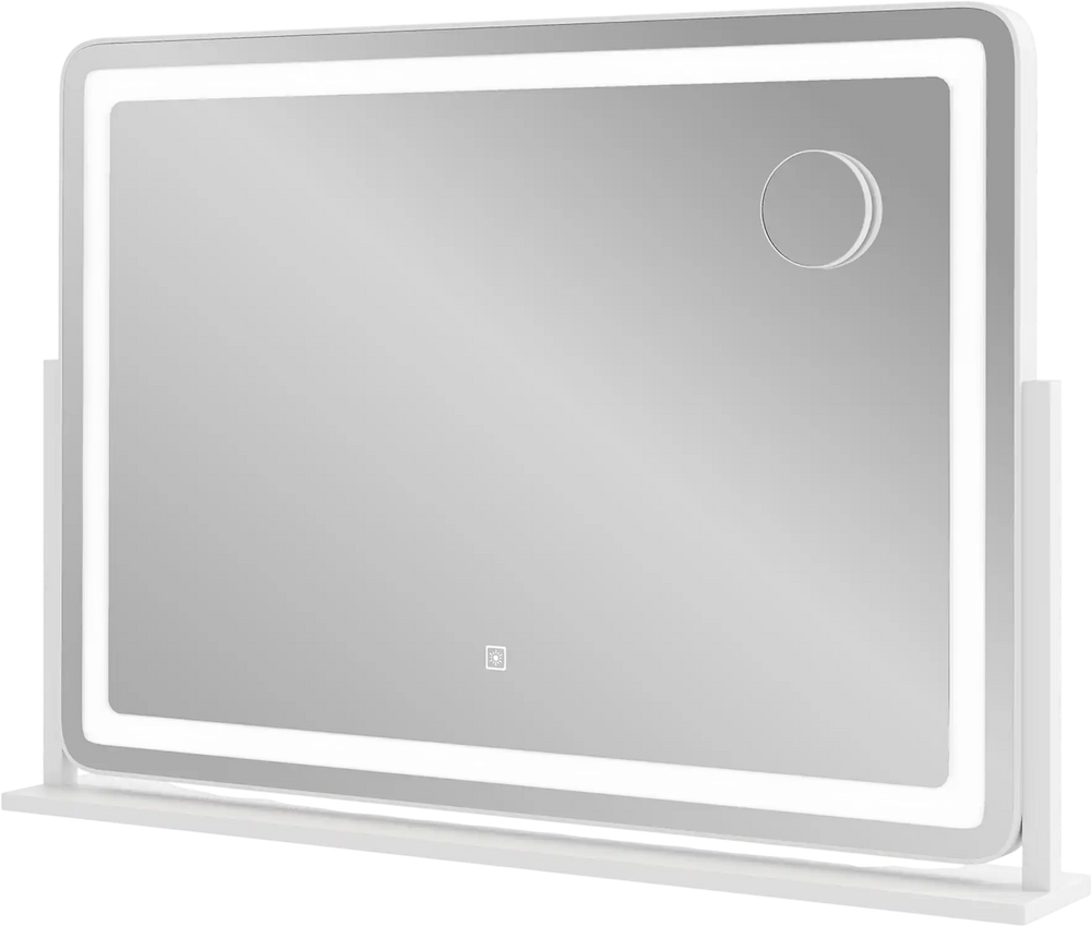 Large 32 x 22 inch vanity mirror with 3-color lighting mode, touch control, and included 10X magnifying mirror for.