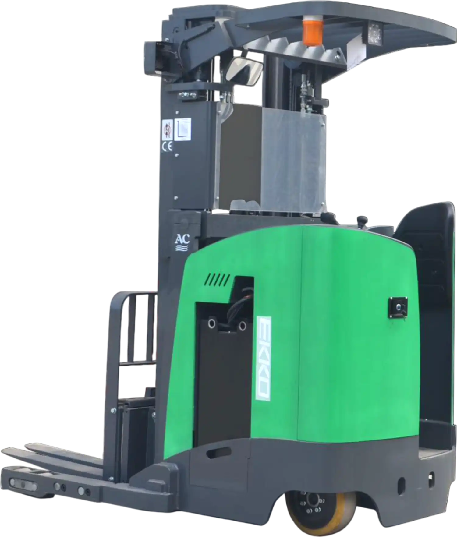 Ekko Stand-Up Reach Truck Narrow Aisle 4000 lb Capacity 275 in. Lift Height EK18RR-275Li New