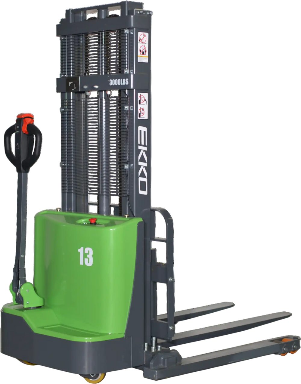 EKKO EB13C-98Li Lithium Straddle Stacker 2800 lb Cap., 98" Height