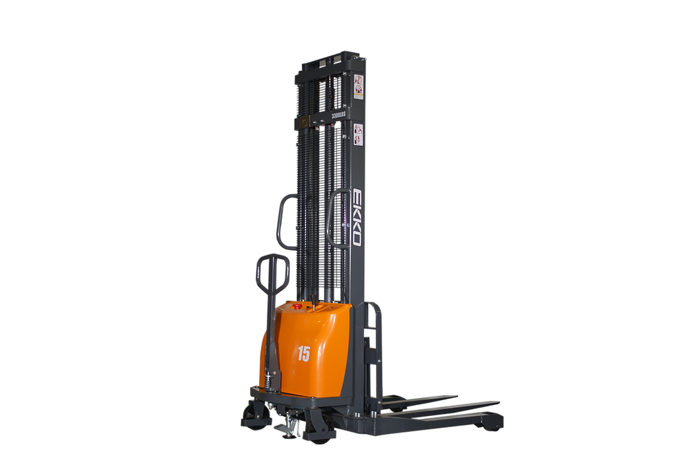 Ekko EA15A Semi-Electric Straddle Stacker 118" Height 3,300 lbs. Capacity New
