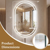 Oval LED bathroom mirror measuring 32x20 inches features front and backlight with stepless dimming for optimal illumination.