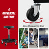 Pneumatic rolling mechanic stool with padded seat, 330 lbs capacity, and 4 universal casters for easy mobility.