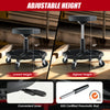 Pneumatic rolling mechanic stool with adjustable height from 16 to 22 inches, featuring a padded seat and tool tray.