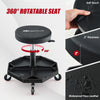 Pneumatic rolling mechanic stool with a 360° rotatable padded seat, waterproof faux leather, and 330 lbs capacity.