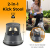 2-in-1 kick stool with a non-slip rubber platform, supporting 330 lbs, ideal for sitting or standing while gardening.
