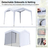 Pop up canopy tent with 4 sidewalls and mesh netting, featuring UPF50+ protection, ideal for outdoor events.