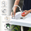 Folding cleaning sink table with rotatable faucet, deep sink, and extending sprayer for outdoor cleaning convenience.