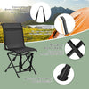 Black foldable 360-degree swivel chair with sturdy iron frame, designed for outdoor use and easy transport.