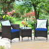 3 Pcs Patio Furniture Set Outdoor Wicker Rattan Set-Navy - Gallery View 1 of 12