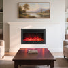 33-inch electric fireplace insert with adjustable flame colors and remote control, perfect for cozy living room.