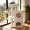 33.5 Inch Cute Kitten Tower with 2-Tier Condo and Padded Top Perch-Beige - Gallery View 1 of 10