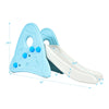 Freestanding blue baby slide with anti-skid steps and triangular design for safe indoor play, measuring 48"x19"x26.5".