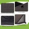 Hand-woven mix brown PE rattan storage bench with cut-out handles and waterproof zippered liner for outdoor use.