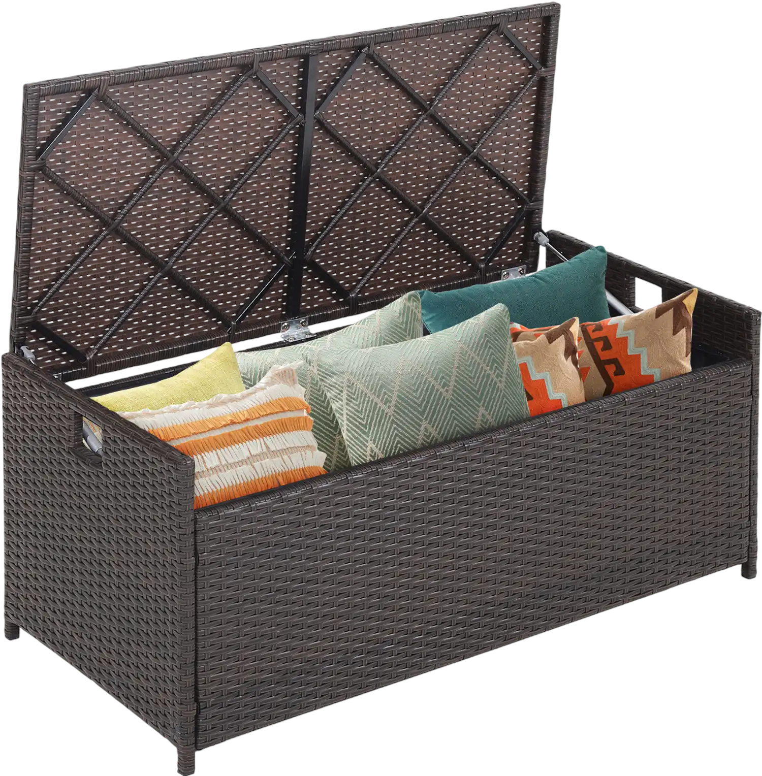 Costway 34 Gallon Patio Storage Bench w/ Seat Cushion & Zippered Liner 59831742 New