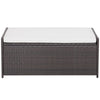 Patio storage bench with a soft cushion, made of durable brown PE rattan, perfect for outdoor seating and storage.