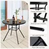 34-inch round patio dining table with tempered glass top, reinforced metal frame, and 1.5-inch umbrella hole for.