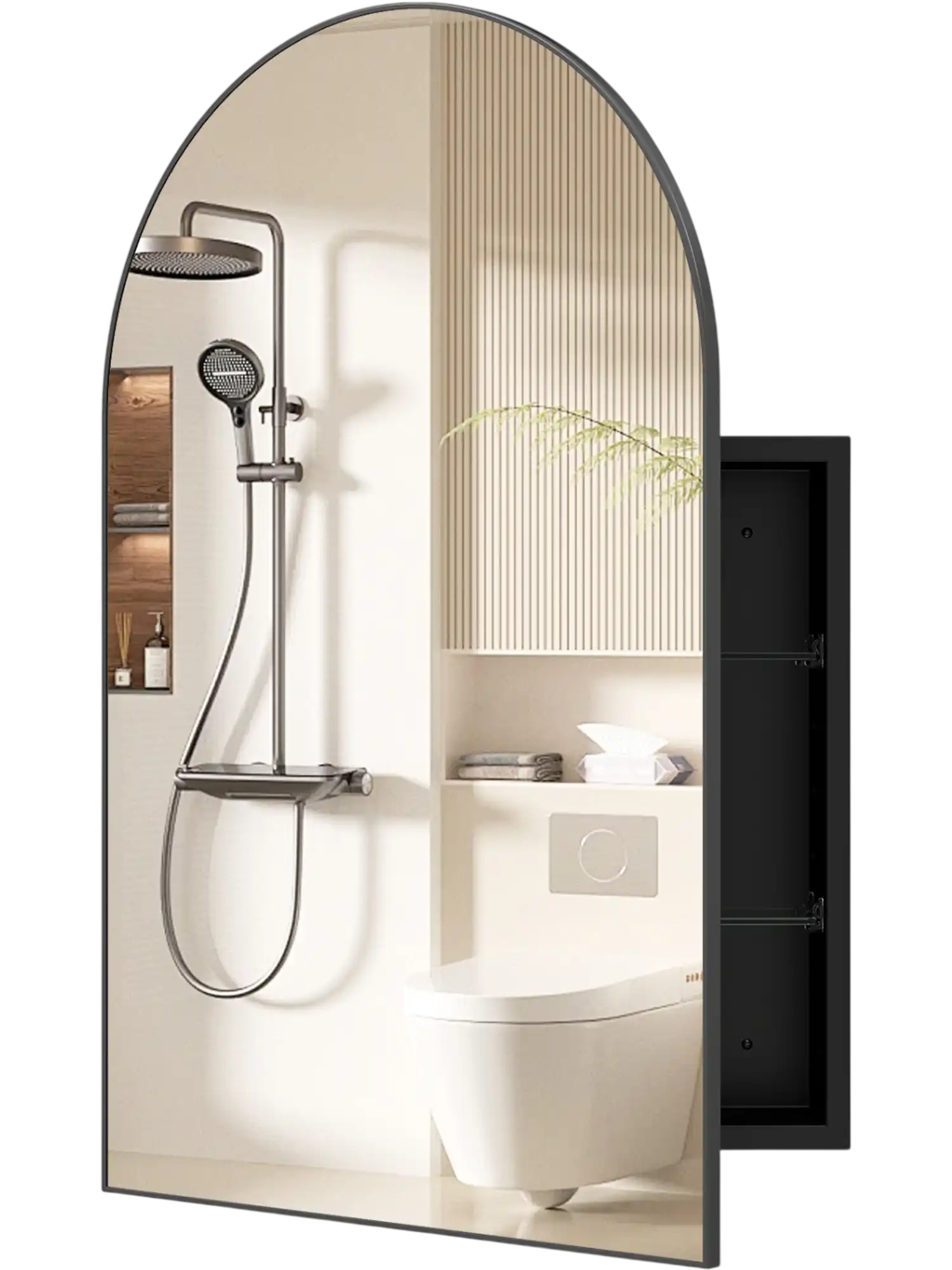 Costway Wall-Mounted Arched Mirror Storage Cabinet 68112866 New