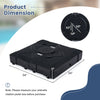 34" x 34" cantilever patio umbrella base with 4 wheels, made of HDPE, designed for easy mobility and stability.