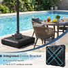 34" x 34" cantilever patio umbrella base with wheels, fits 8-10 FT umbrellas, made of durable HDPE for easy mobility.