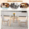 Round 36-inch glass dining table with rubber wood frame, perfect for dining room or living room use.