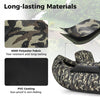 Close-up of the 600D polyester fabric and PVC coating of the camouflage inflatable fishing float tube for durability.