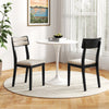 Modern dining chairs set of 2 with tilt backrest, black rubber-wood legs, and padded linen-feel fabric for comfort.