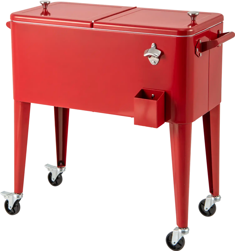 Red Portable Outdoor Patio Cooler Cart