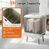 35L large towel warmer in beige with built-in hanging rods, ideal for warming towels and bathrobes in the bathroom.