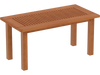 35.5 Inch Outdoor Modern Rectangular Coffee Table with Slatted Top for Backyard